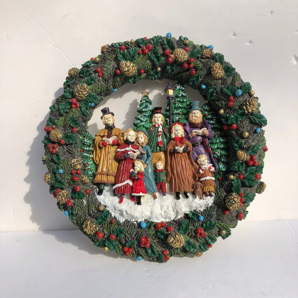 WREATH CHRISTMAS VINTAGE BEAUTIFUL DECOR 3D WALL DECORATION 12" RESIN